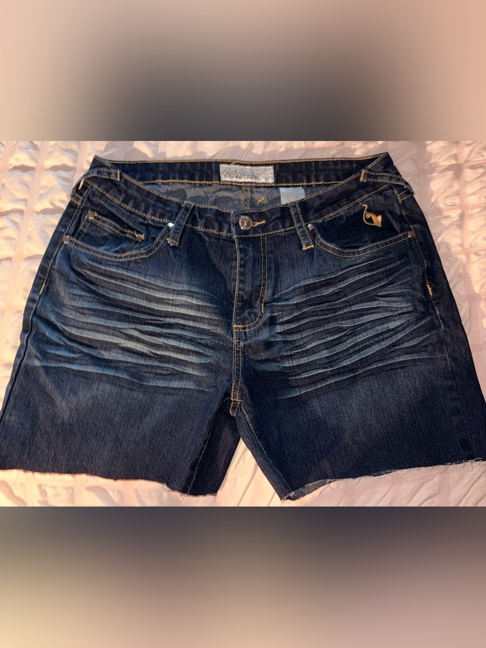Women’s Dark Blue Denim Jeans with Whisker Fade